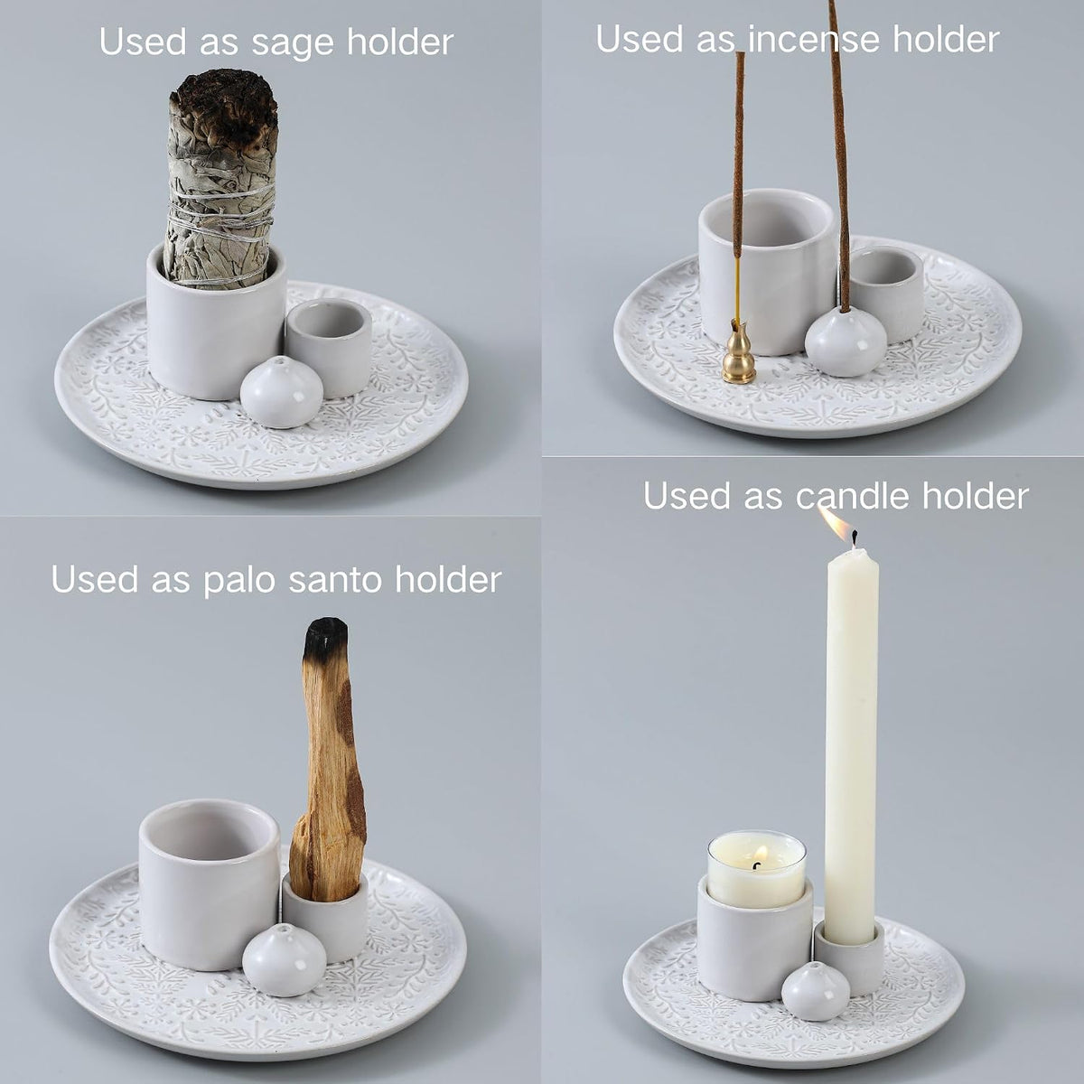5 in 1 Incense Holder Burner for Sticks Palo Santo Sage Candle