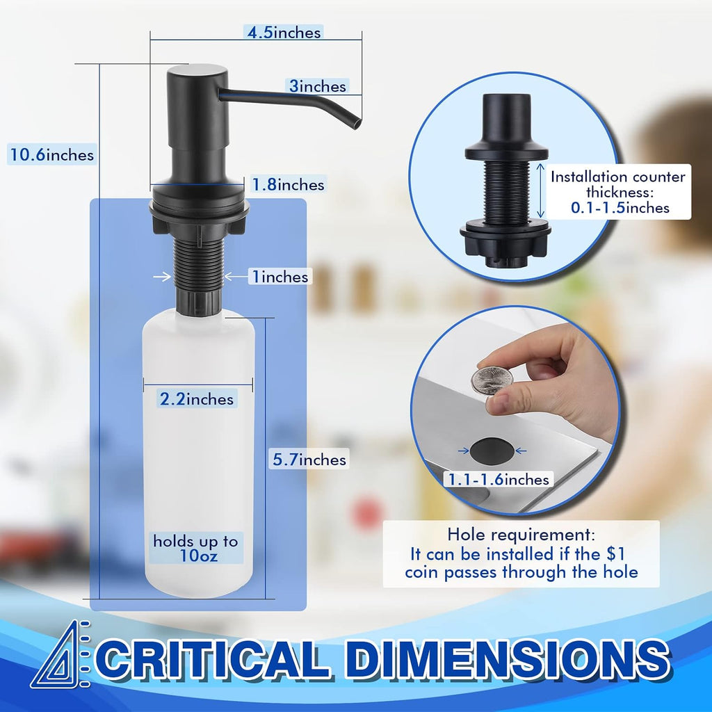 Built in Soap Dispenser for Kitchen Sink WEWE, Matte Black