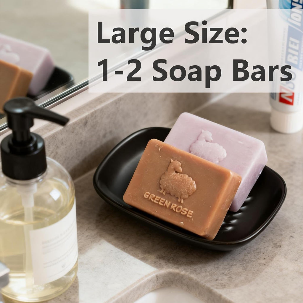 Miamolo Soap Dish for Shower, Ceramic Soap Holder for Bath, Save Soap Loss