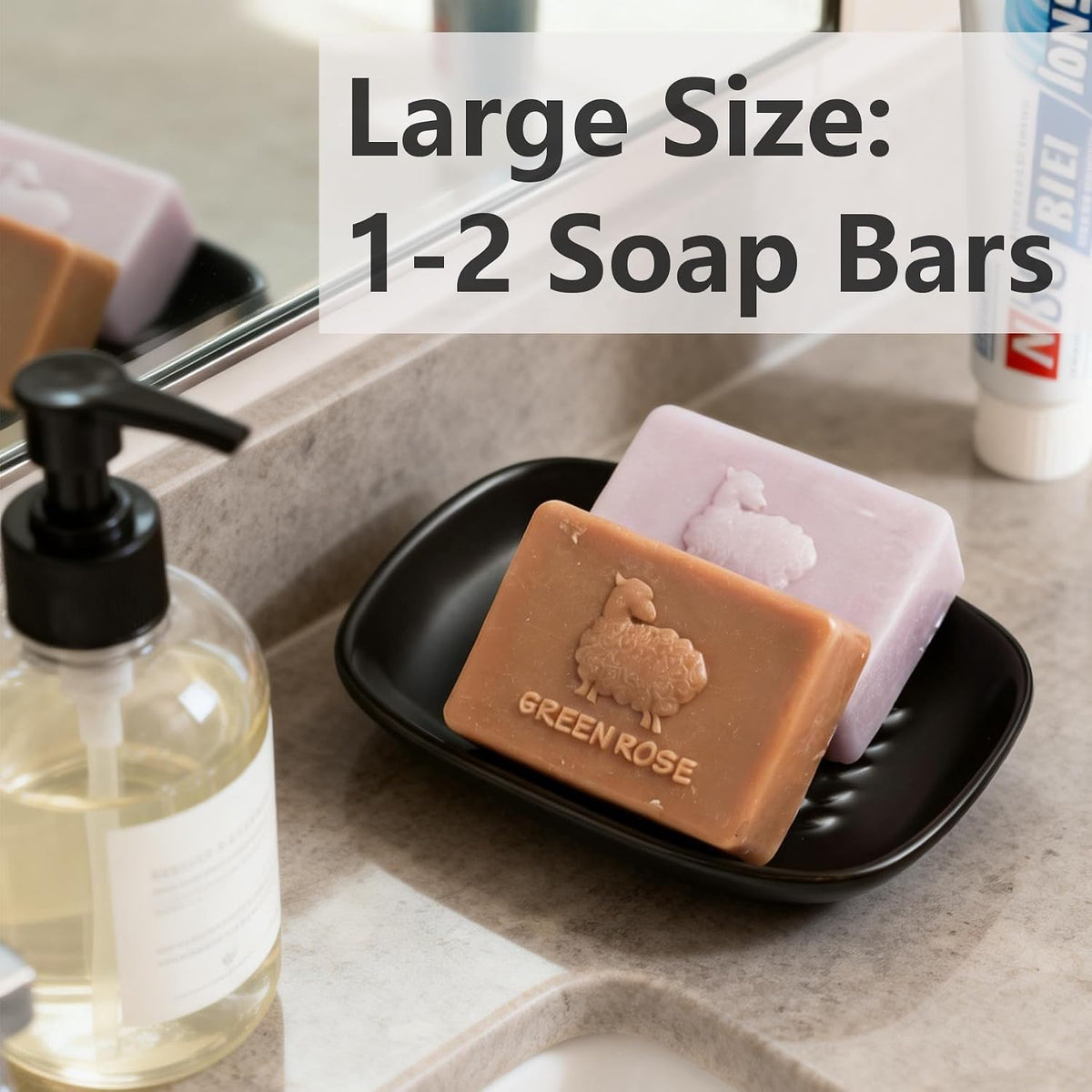 Miamolo Soap Dish for Shower, Ceramic Soap Holder for Bath, Save Soap Loss