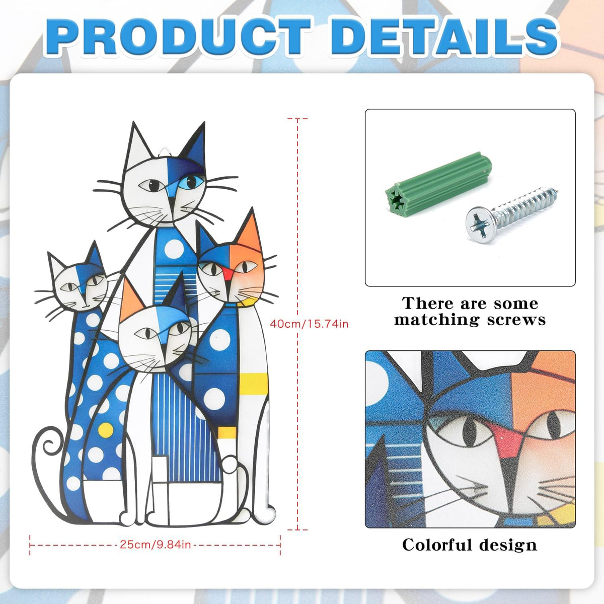 USJOK Metal Cat Wall Art 16" Modern Abstract Geometric Cat Wall Sculpture