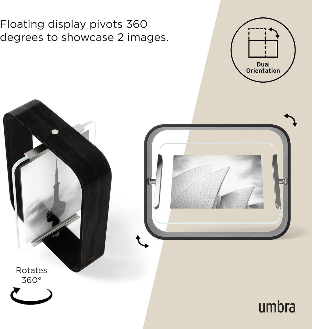 Umbra Bellwood Desk Picture Frame, Rotating Double Sided, 5x7, Black