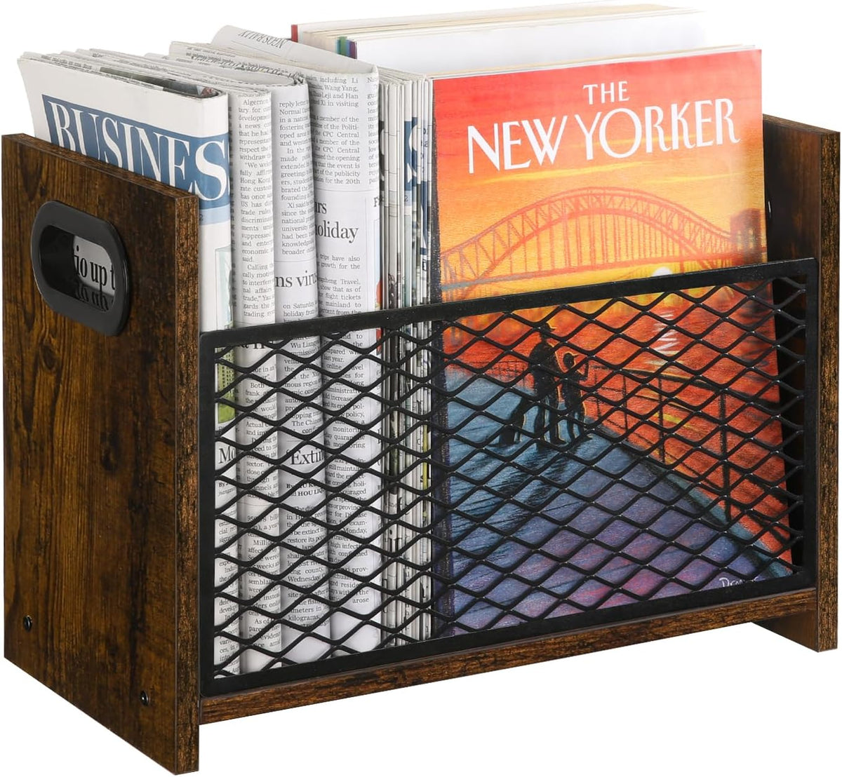 YINMIT Magazine Holder, Medium Magazine Rack Floor, Book Storage Basket
