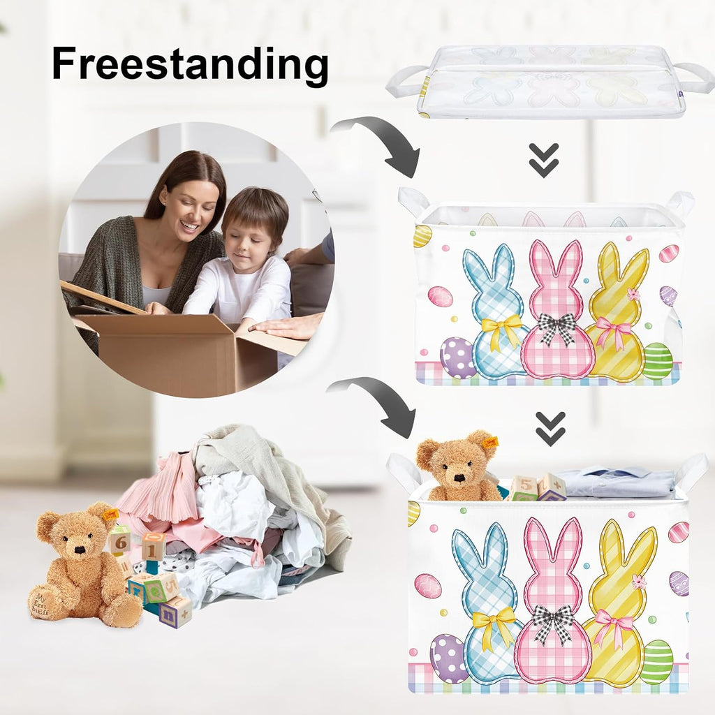 Clastyle Easter Rabbit Cross Kid Storage Basket Baby Laundry Hamper, 36L
