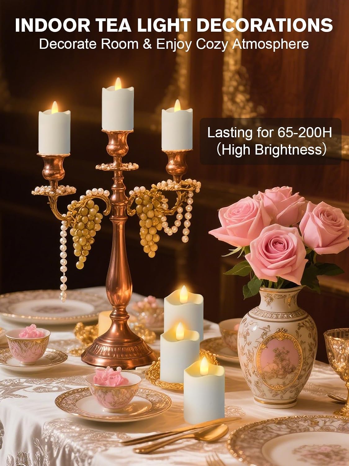 Rechargeable Flameless Tea Lights Candles with Remote Timer, 8 Pack 1.5" x 2.6" LED Candles with Charging Base, Flickering Battery‑Operated Tealights for Home, Wedding, Halloween & Christmas Decor
