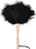 Ostrich Feather Duster 12 Inch Handheld Duster Supplies, Wooden Handle Feather Duster for Cleaning Keyboard Home Car Office (Black)