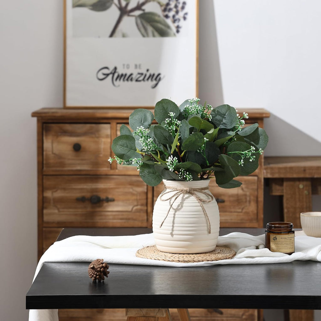 20pcs Artificial Eucalyptus Plants in Vase for Modern Farmhouse Home Decor