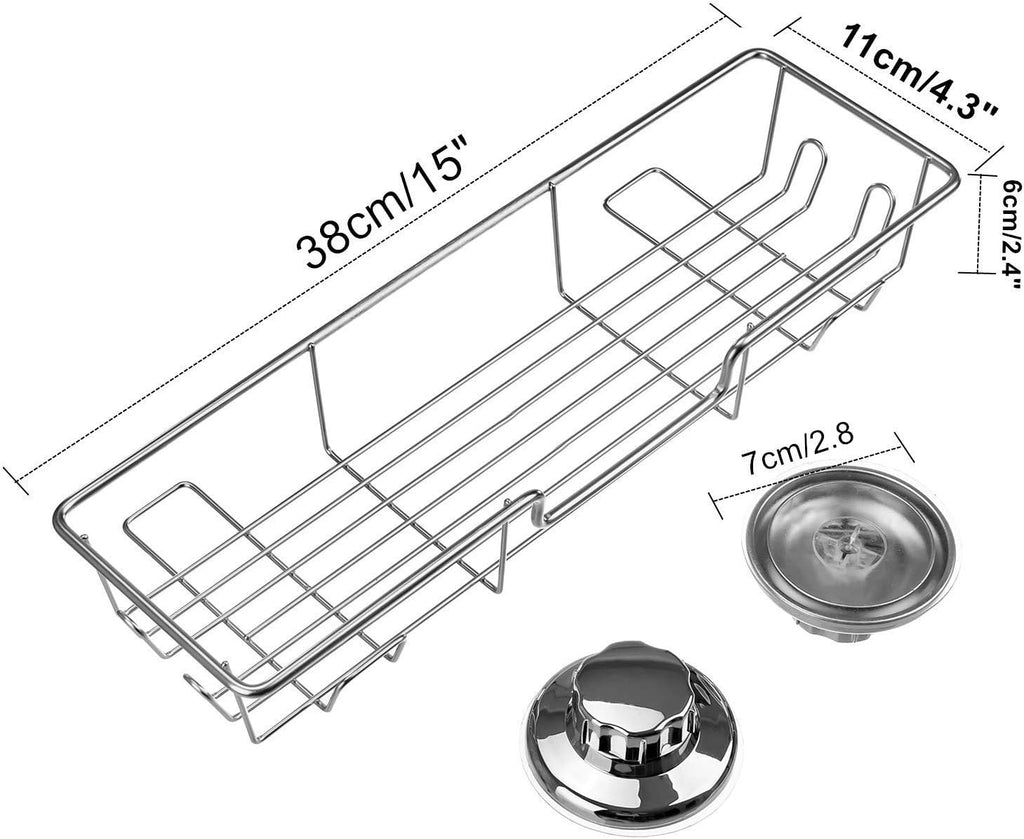 iPEGTOP Strong Suction Cup Shower Caddy Bath Shelf Storage with 4 Side Hooks, Combo Organizer Basket for Shampoo, Conditioner, Soap, Razor Bathroom Accessories, Chrome, 2 Count