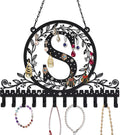 Personalized Wall Mounted Metal Initial Letter S Earring Holder Jewelry Organizer for Earrings and Necklaces Space Saving Wall Display with Hooks Jewelry Storage Bedroom Vanity Gift for Women