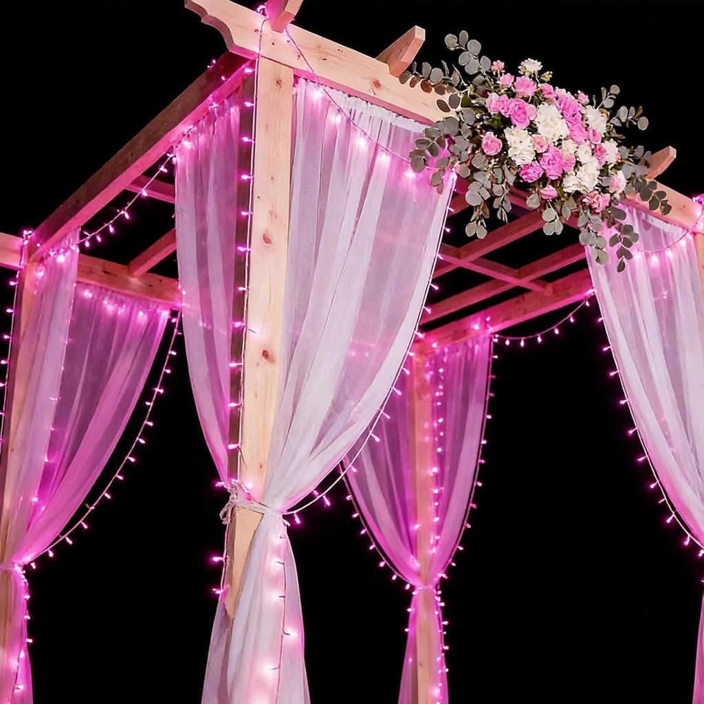 LAMPHOME 300 LED Pink Christmas String Lights, 99FT 16Modes Valentine Room Lights, connectable Plug in Indoor Outdoor for Christmas Bedroom Valentines Party Decoration