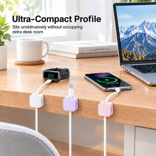 10 Pack Cord Organizer, Magnetic Cable Management, Cord Holder for Desk, Adhesive Cable Clips Wire Keeper for Nightstand, Home, Office, Desktop, Car, Wall (Multicolored)