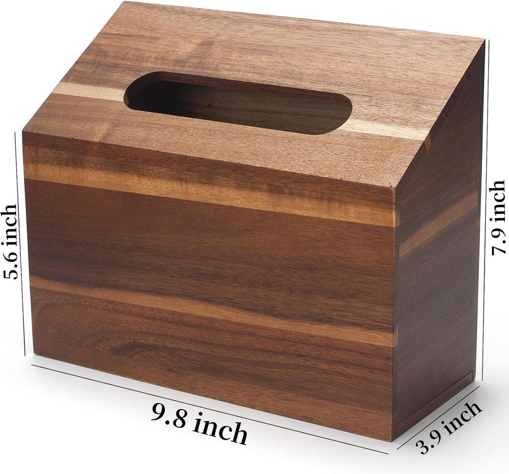 Hand Towel Box Cover Compatible with Kleenex Disposable Paper Hand Towels, Acacia Wood Hand Towel Holder for Bathroom Kitchen Living Room Countertop
