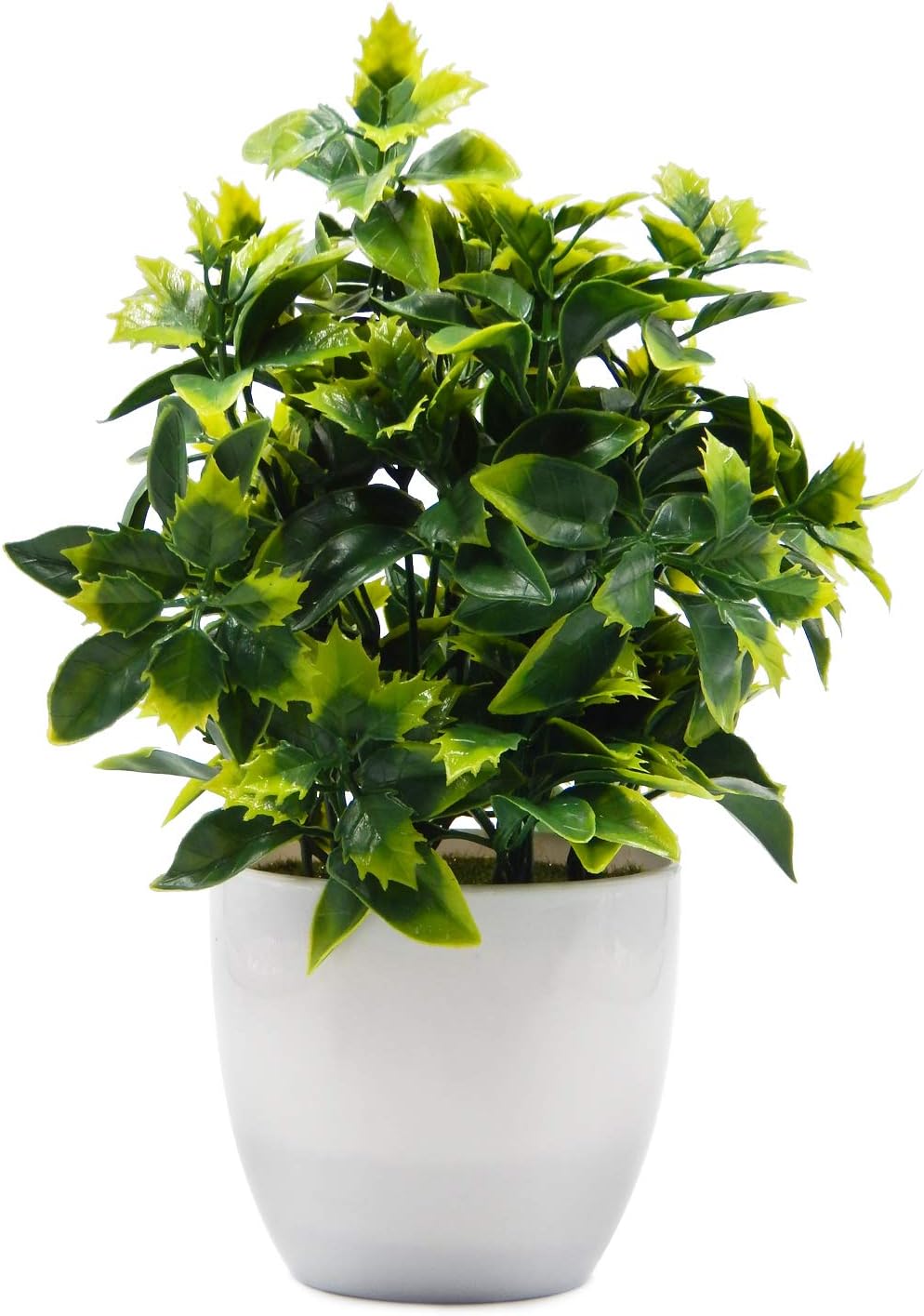 OFFIDIX Artificial Plastic Mini Plants in White Pot,Desk Plant Artificial Flowers with Vase,Small Faux Plastic Plants for Home Kitchen Garden Office Indoor Decor