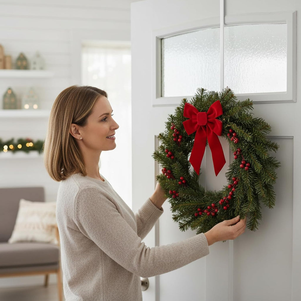 Sratte 8 Pcs Christmas Wreath Hangers for Front Door 14 Inch, White