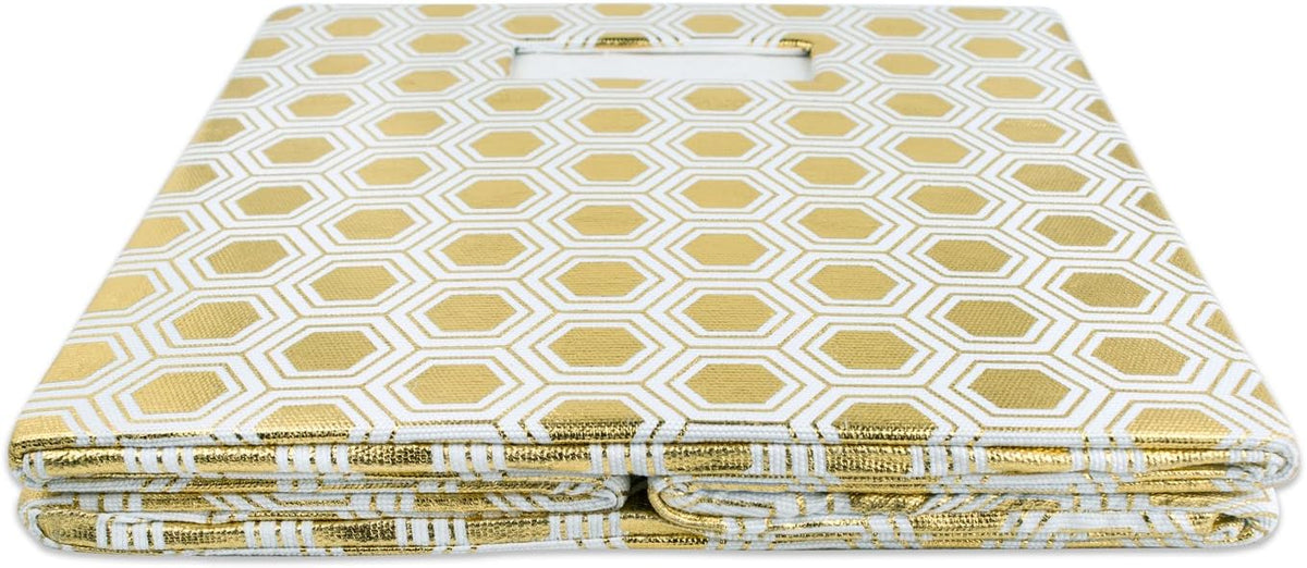 DII Collapsible Polyester Storage Cube, Honeycomb, Gold, Small
