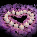 500Pcs Rose Petals with 12 LED Tea Lights Candles Set, Purple Artificial Rose Petals and Flameless Candles Set for Anniversary, Valentine's Day, Wedding Christmas Decor