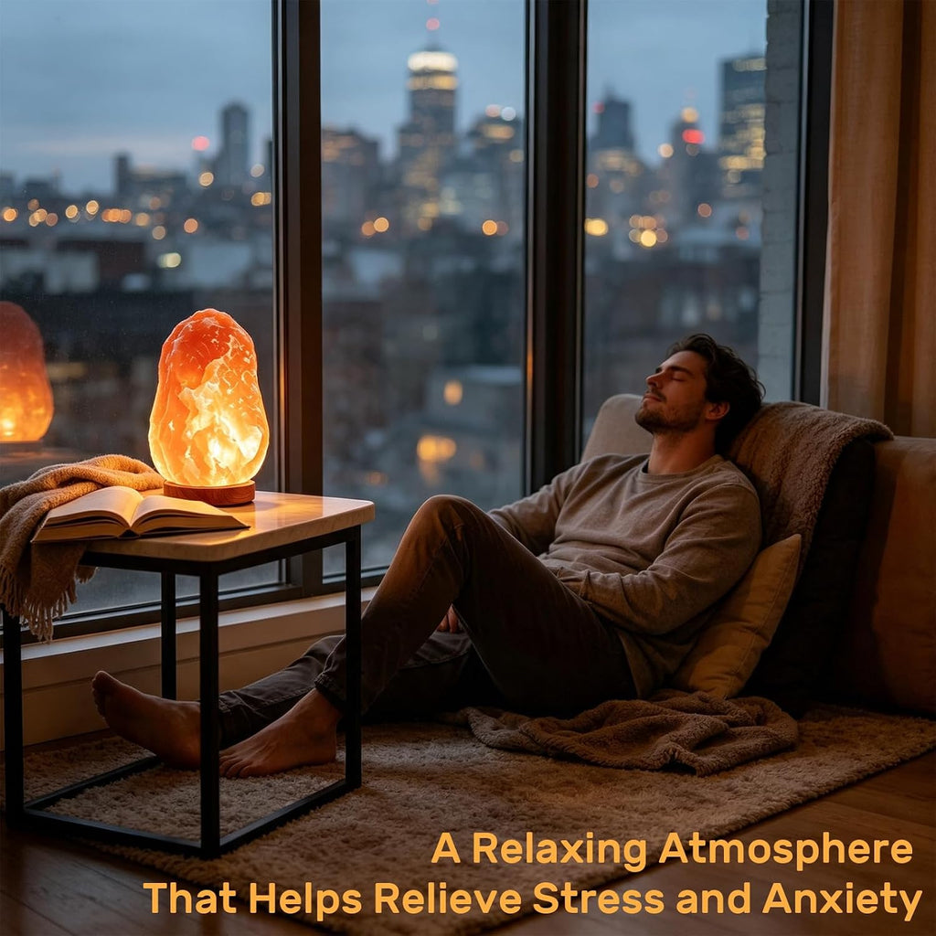 Himalayan Salt Lamp 7-11Lbs, Natural Pink Salt Lamps with Brightness Control Dimmer Switch, Wooden Base & Salt Lamps Bulb Pink Salt Lamp Genuine Pakistani Productuct