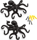 Octopus Coat Hook, Wall Mounted Key Holder, 2Pcs, Black