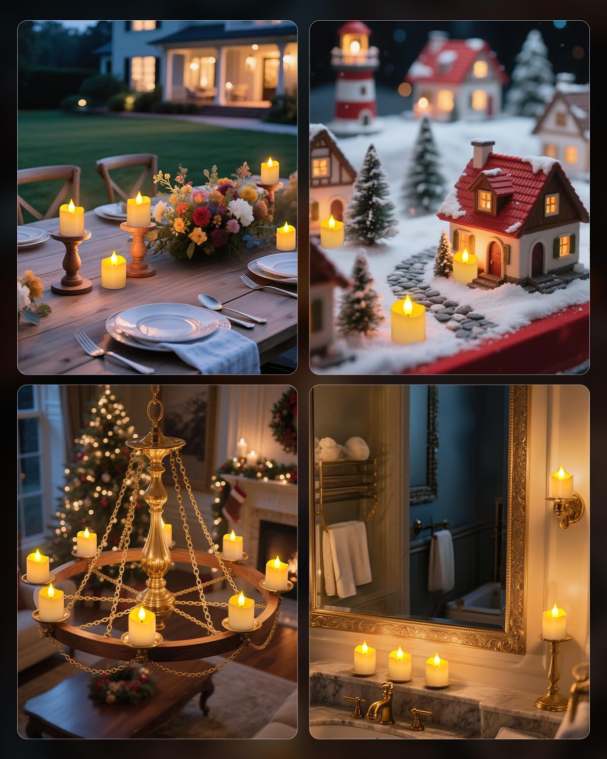 SoulBay Rechargeable Flameless Candles with Remote, White 1.5" D LED Votive