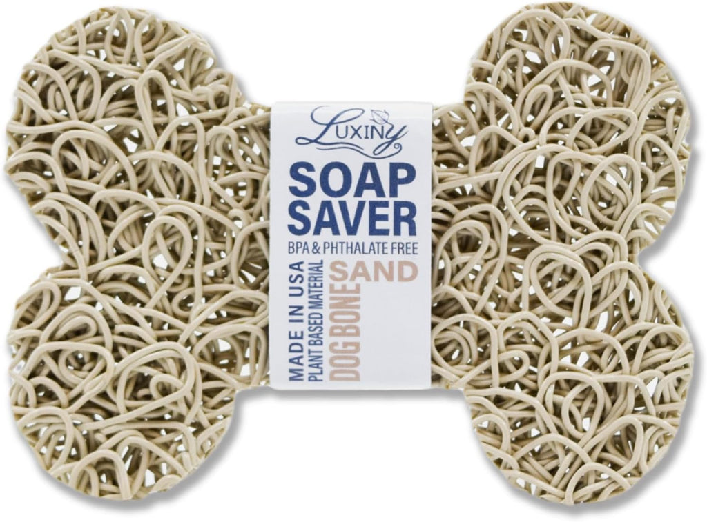 Soap Savers for bar soap, American Made by Luxiny, Lifts Soap in Soap Dishes & Shower Soap Holders -Handmade Soap Lasts Longer -Made with Plant Based Materials (Dog Bone Brown Tan)