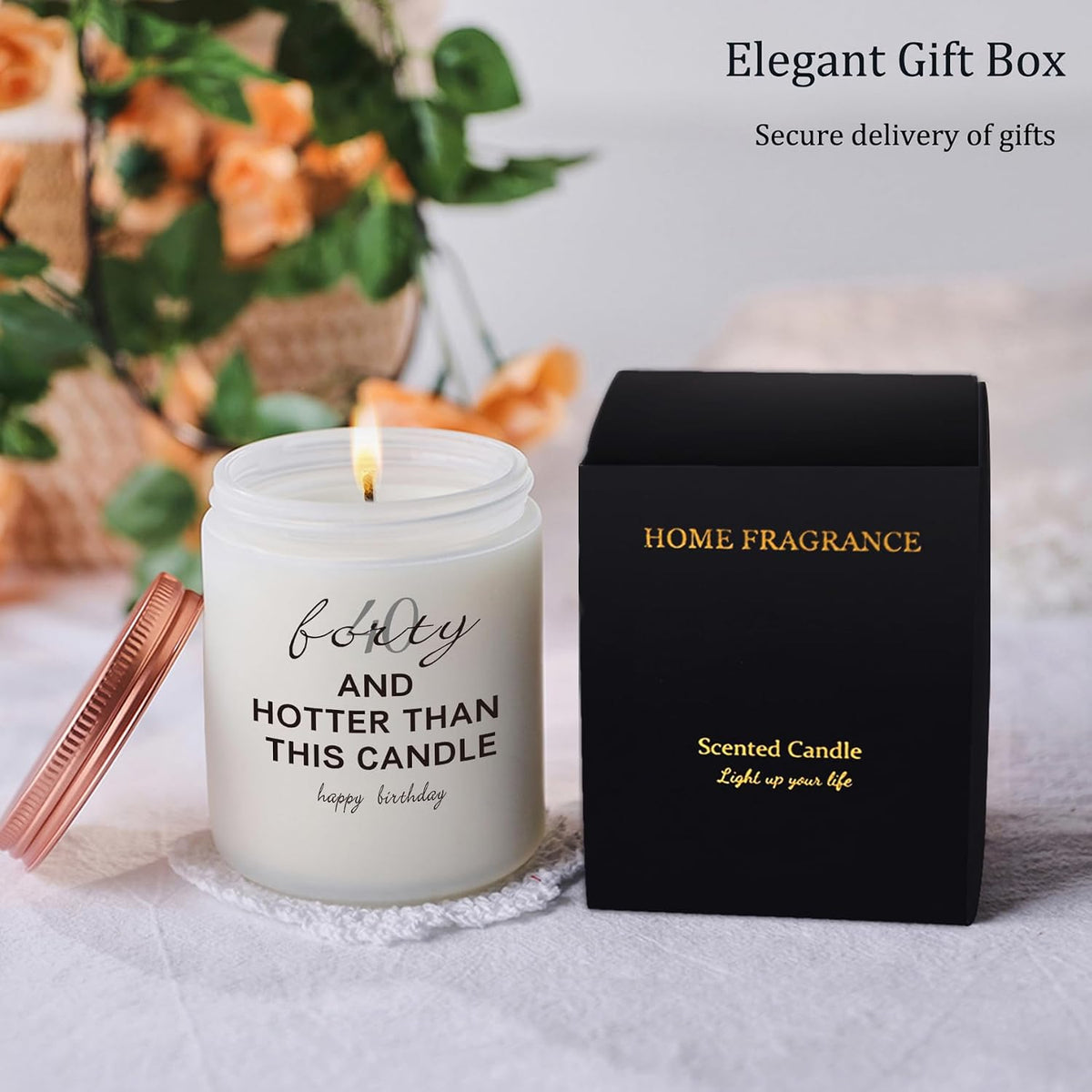 40th Birthday Gifts for Women, Men - Funny 40 Year Old Happy Bday Candle Gift