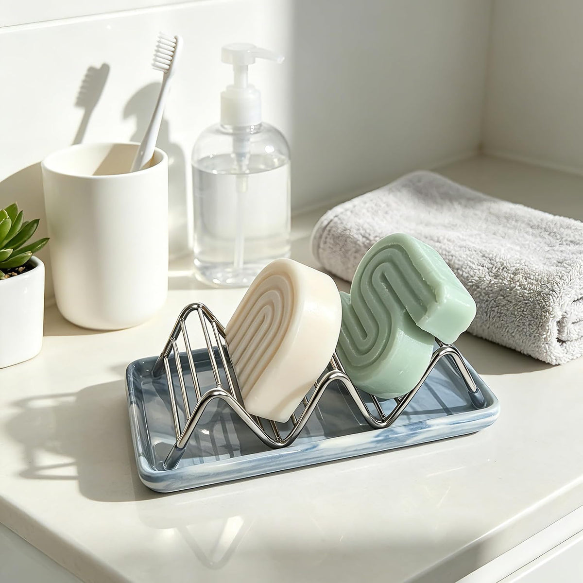 Ceramic Soap Dish, Shower Bar Soap Holder, Soap Dish Tray
