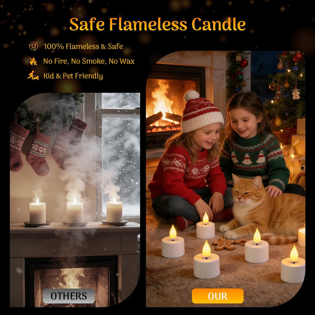 Lacasa Rechargeable LED Tea Lights, 12 Pack Flameless Candles with Remote