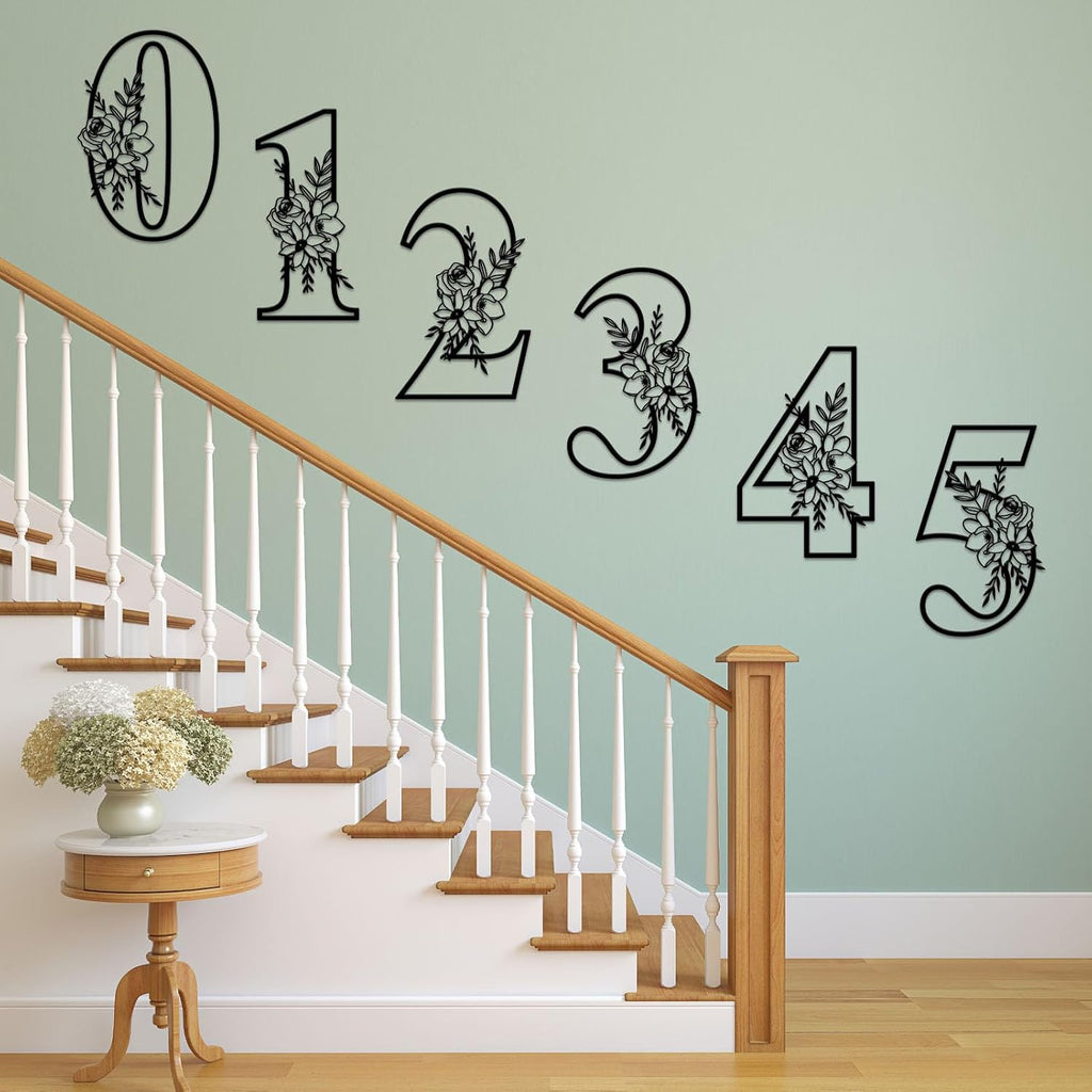 12 Inch House Numbers Metal Wall Decor, Floating House Numbers
