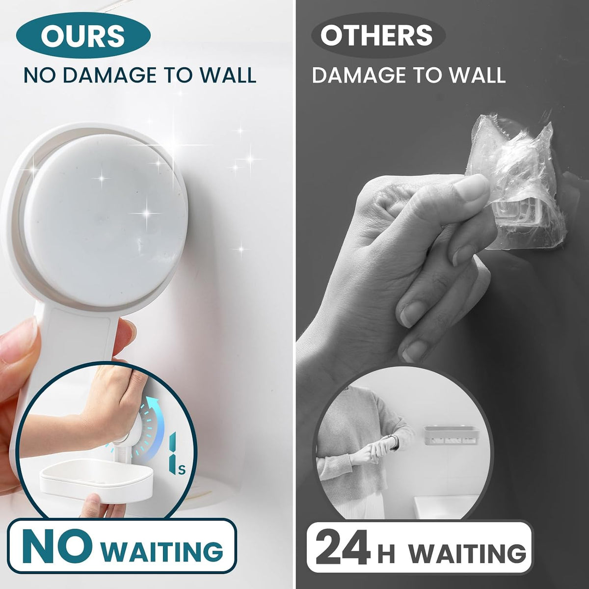 TAILI Soap Holder, Soap Dish for Shower Suction Cup, Bar Soap Holder, White