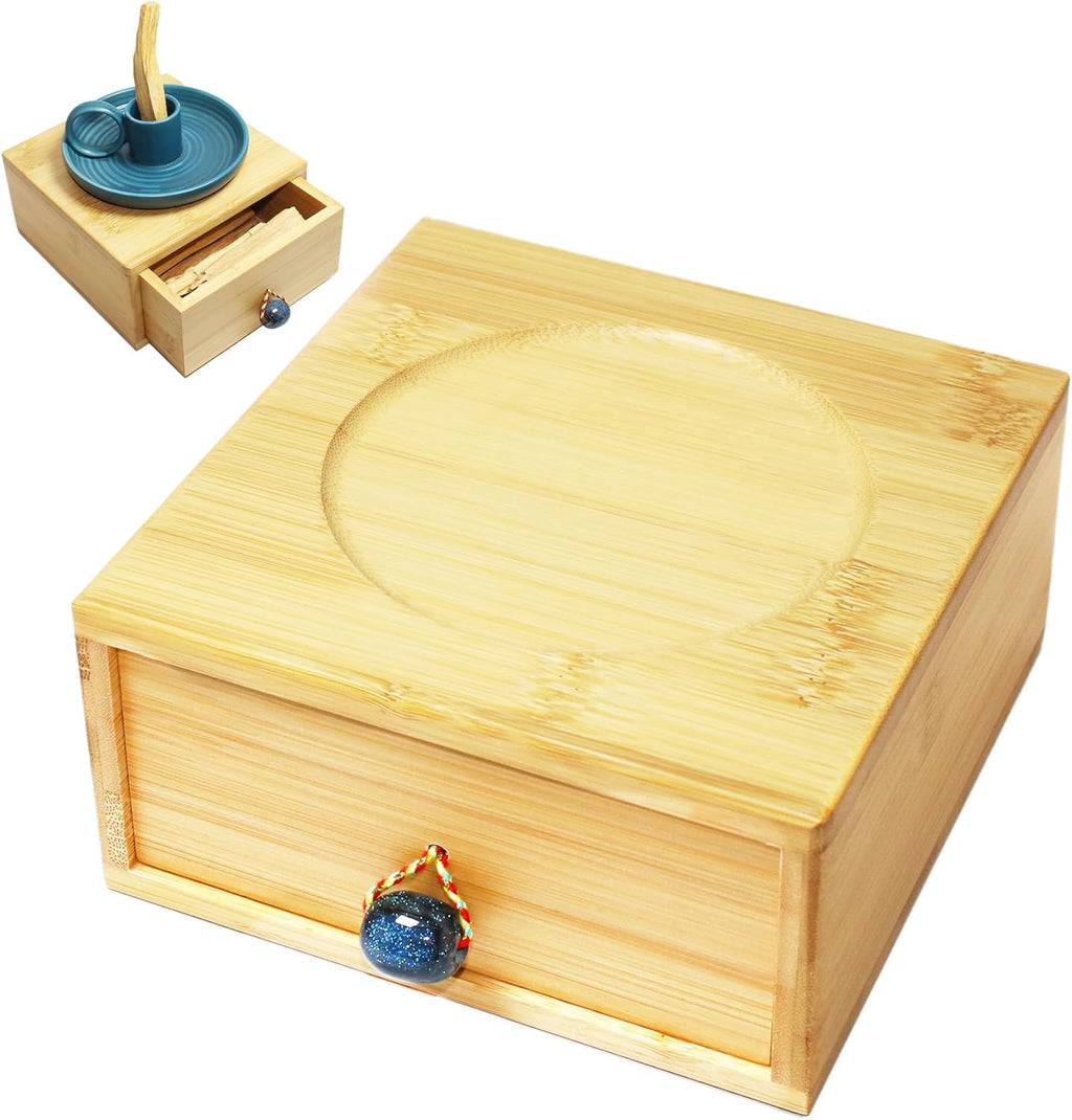 6 x 6 inch Bamboo Wooden Box for Store Smudging Sticks or Small Accessories