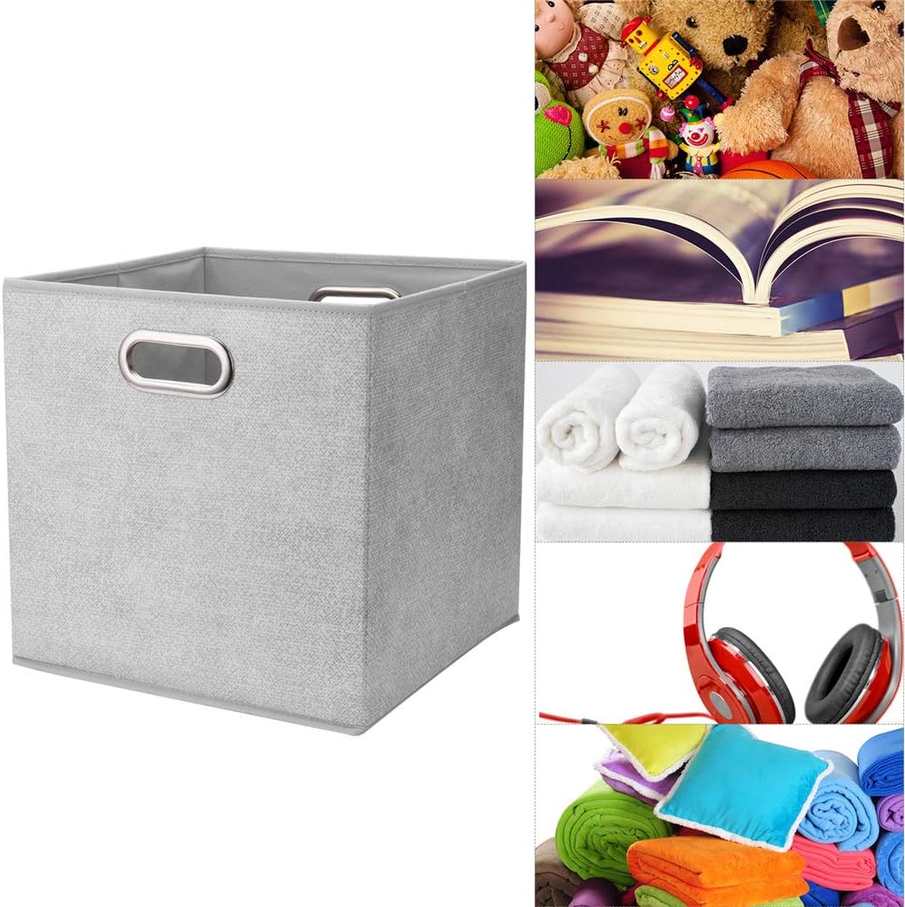 HSDTCollapsible Cloth Cubes Storage Bins Baskets Boxes Grey-White Lattice Pattern 10.5 x 10.5 x 11 Inches - Pack of 6,QY-SC14-6,Brush gradient(Set of 3)