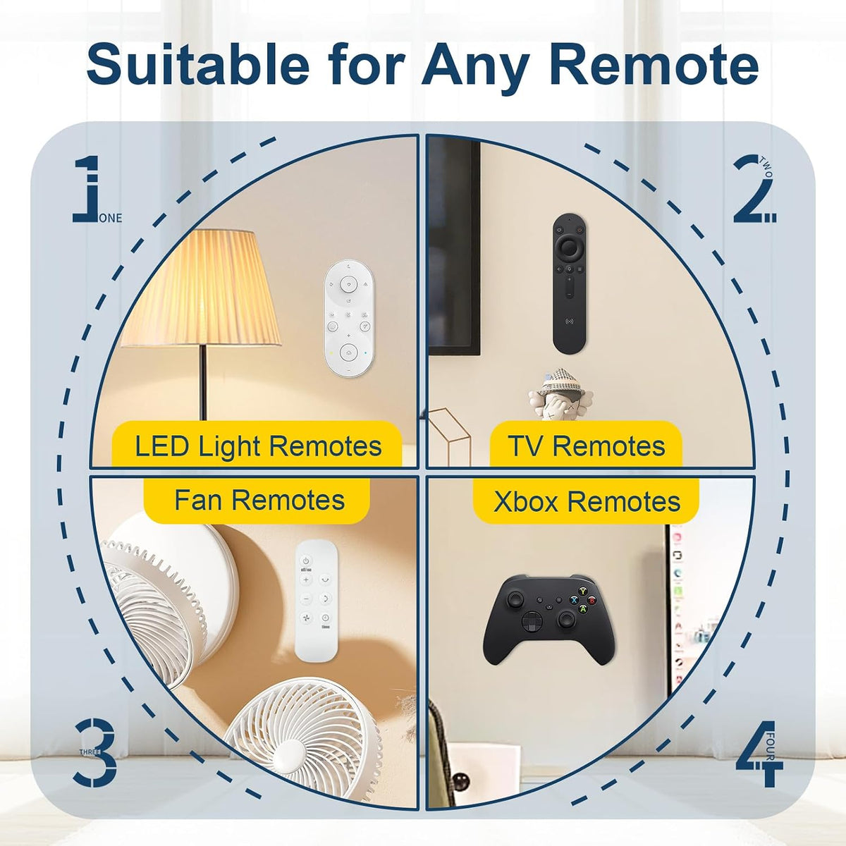 Magnetic Silicone Remote Control Holder Wall Mount for TV Fan 6 Pack