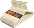 Flottian 100 Pack Beige Velvet Hangers Non Slip,Felt Hangers with Gold Hook