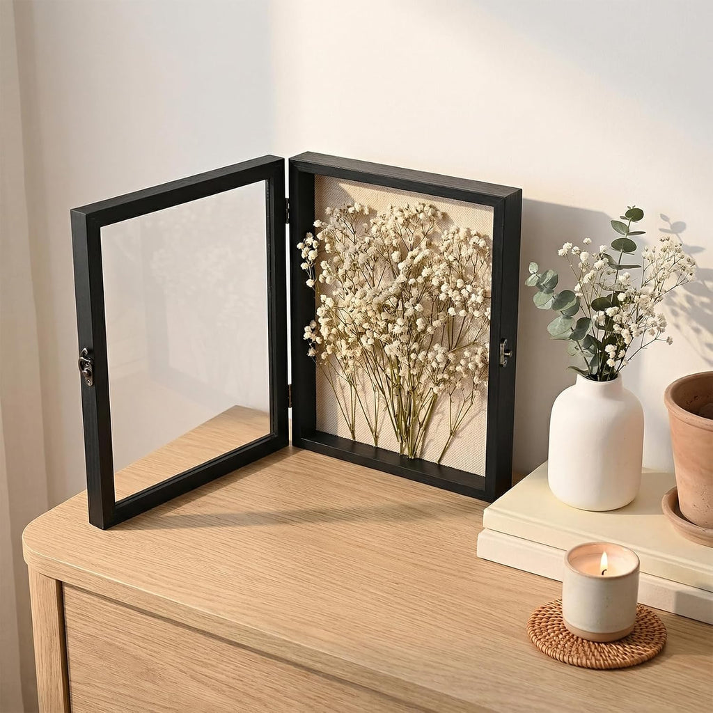 11×14 Shadow Box Frame, Linen Back, Glass Door, Hinge Display Case