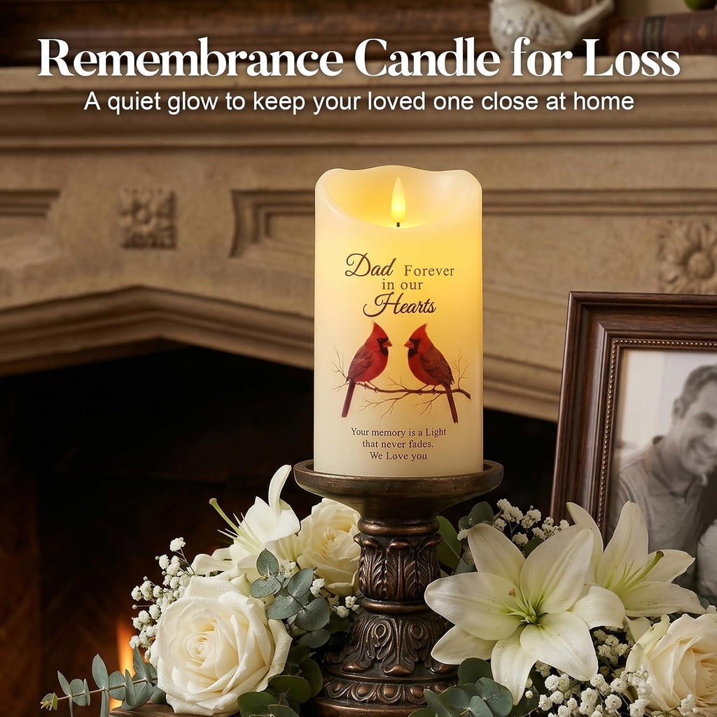 Homemory Cardinal Memorial Candle Sympathy Gifts for Loss of Loved One, Dad