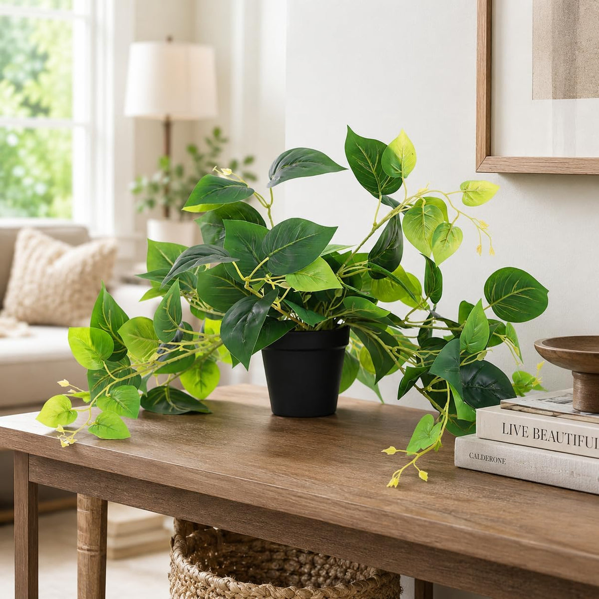 Tiita Artificial Pothos Plant in Pot, 1 Pack for Desk and Shelf Decor