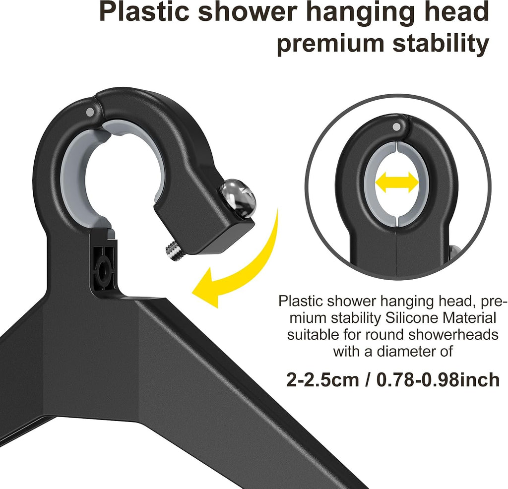 Orimade Adjustable Anti-slip Shower Caddy over Head, Rustproof Bathroom Hanging Organizer with 2 Hooks for Razor, No Drilling Shower Shelves Storage Rack 3 Tier, Black