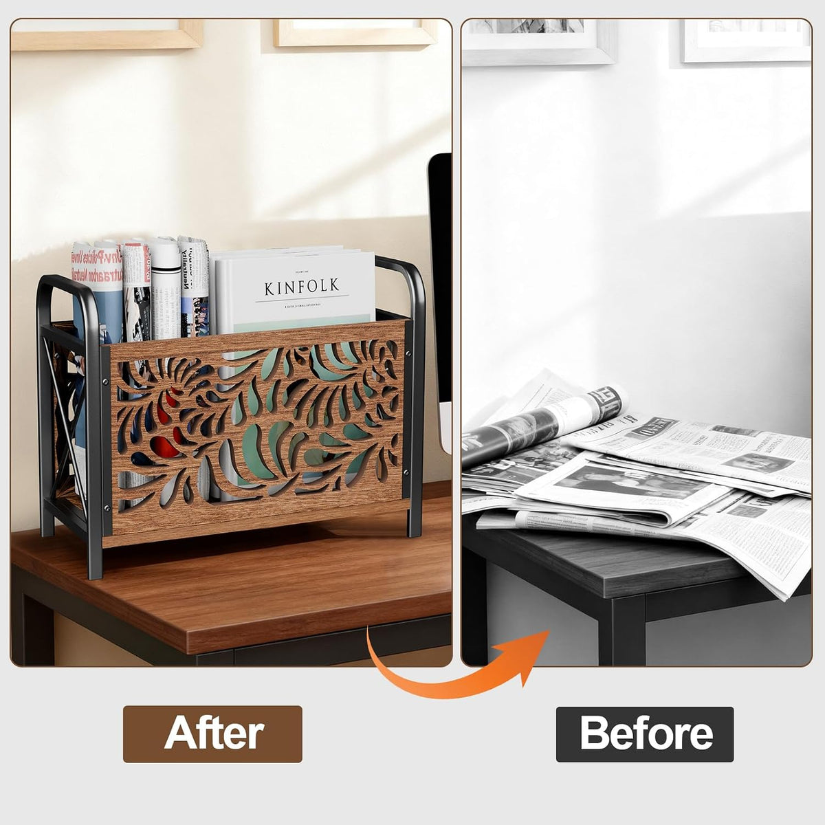 Magazine Holder, Magazine Rack Floor, Wood Magazine File Holder