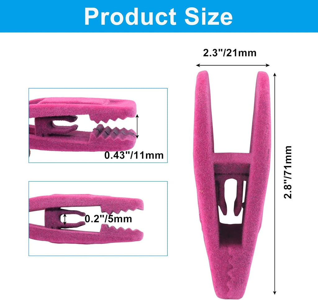 Hot Pink Velvet Hanger Clips, 30 Pack