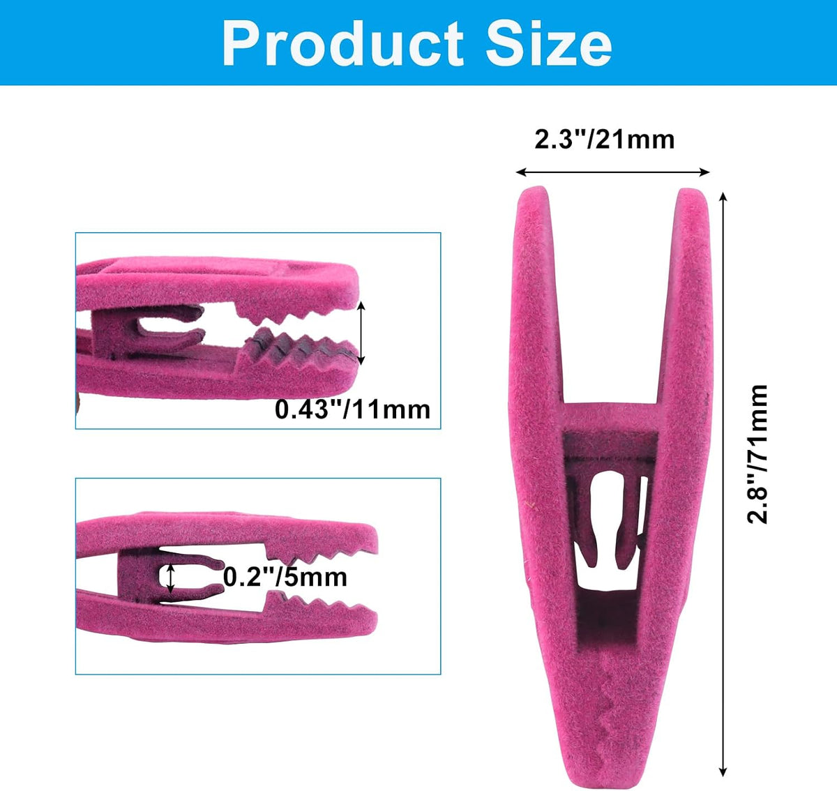 Hot Pink Velvet Hanger Clips, 30 Pack