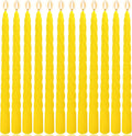 12 Pack 10 x 0.87 Inch Yellow Twisted Taper Candles Set
