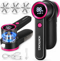 Rechargeable Fabric Shaver, Lint Shaver Built-in LED Light, 3 Extra Blades