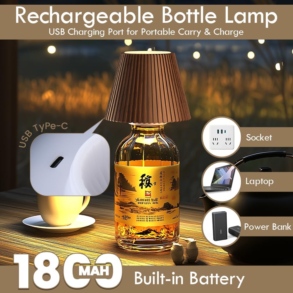 WILIT Wireless Bottle Lamp, Touch Night Light for Nightstand, Gift