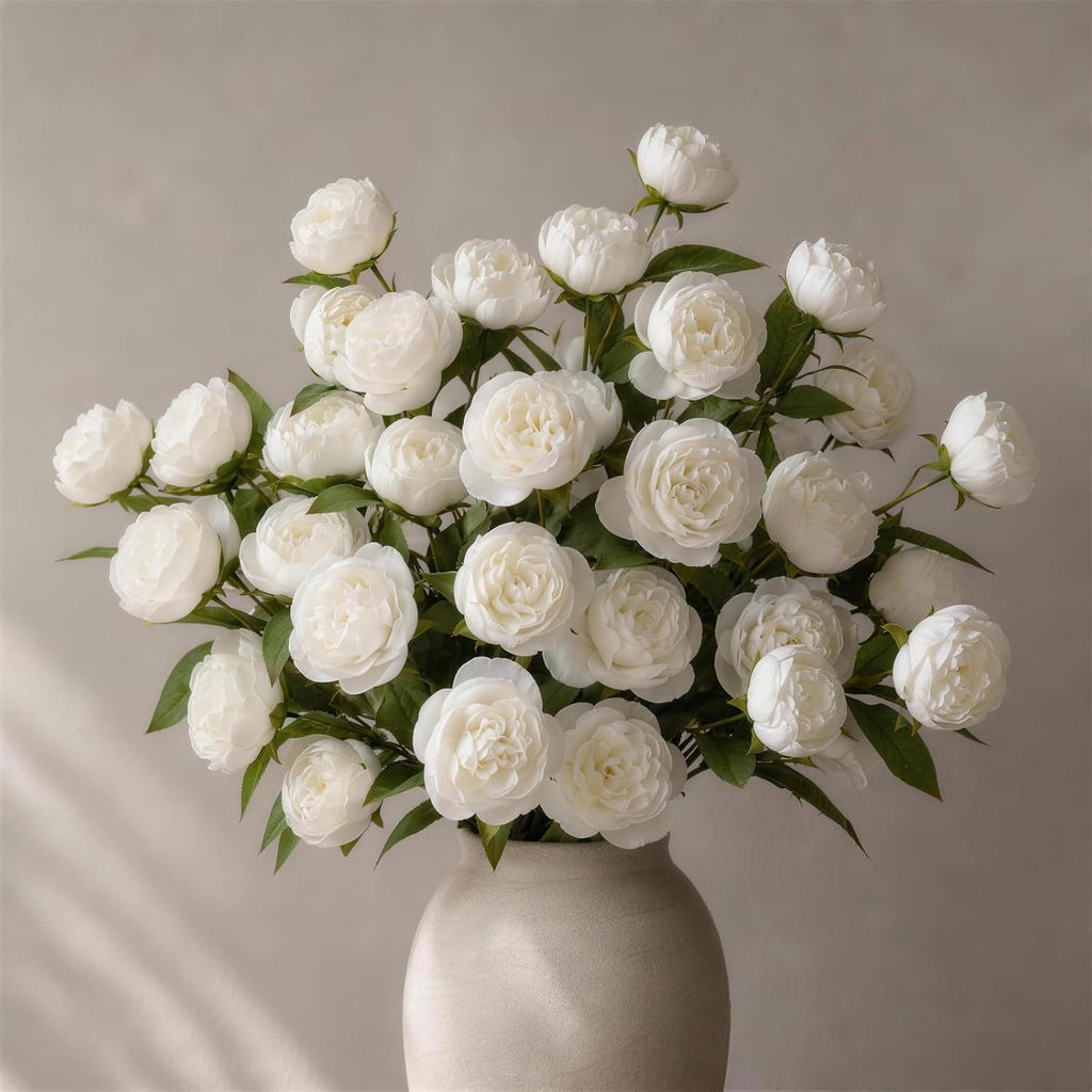 Artificial Flowers for Vase, 5 Stems Faux Peony Silk, 20 Blooms