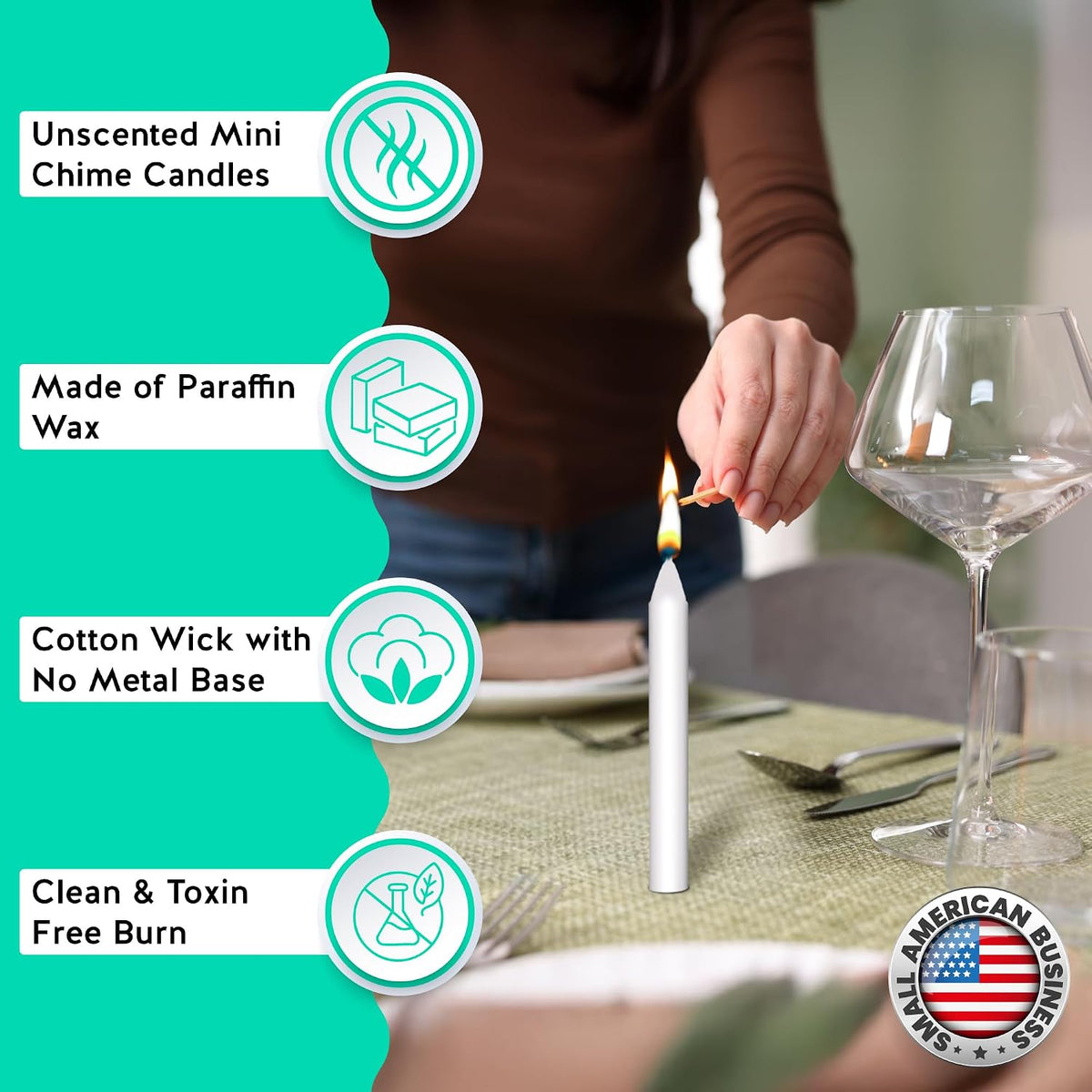 Alternative Imagination White Chime Candles - 20 Pack of Unscented 4 Inch Mini Taper Candles - Dripless Long Burning Ritual Candles for Meditation, Spell Work, Cleansing, Peace & Home Decor