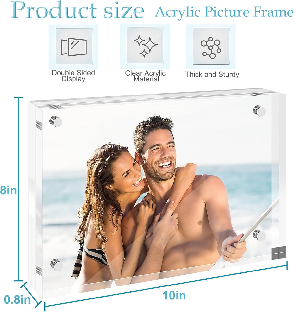 1 Pack 8x10 Acrylic Picture Frames, Premium Acrylic Photo Frame, Double-Sided Magnetic Picture Frames Clear Thickness Lucite Frameless Transparent Square Frame Gift for Home Office Desktop Display