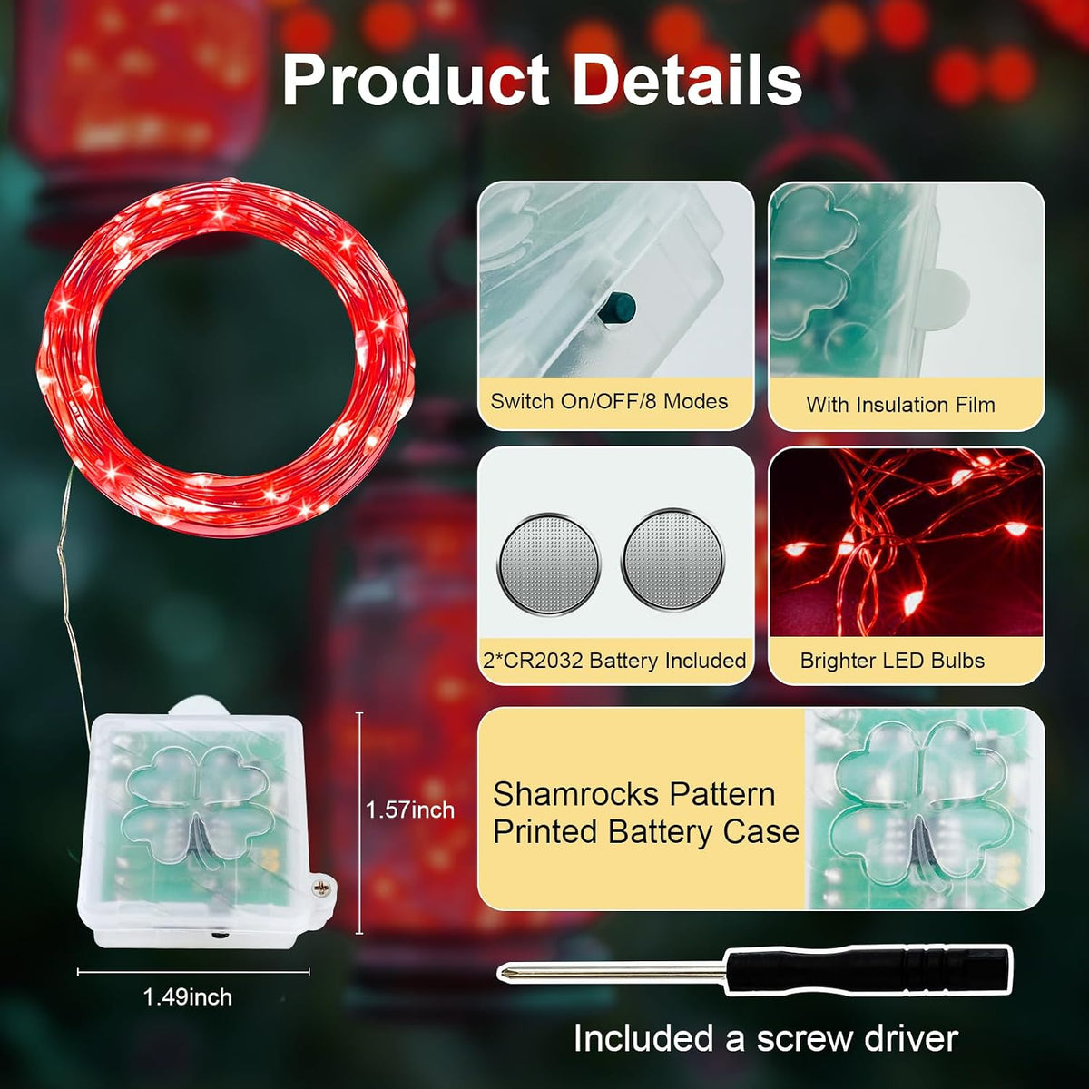 AIKEI 6 Pack Fairy Lights with Timer Battery, 8 Modes with Remote,Red