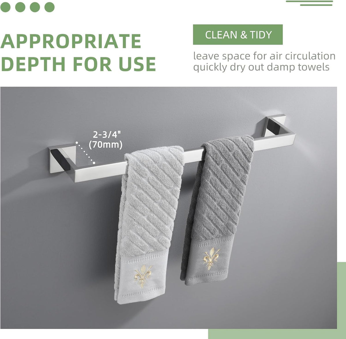 Angle Simple Bath Towel Bar 23.74 Inches, Towel Holder, Polished Chrome
