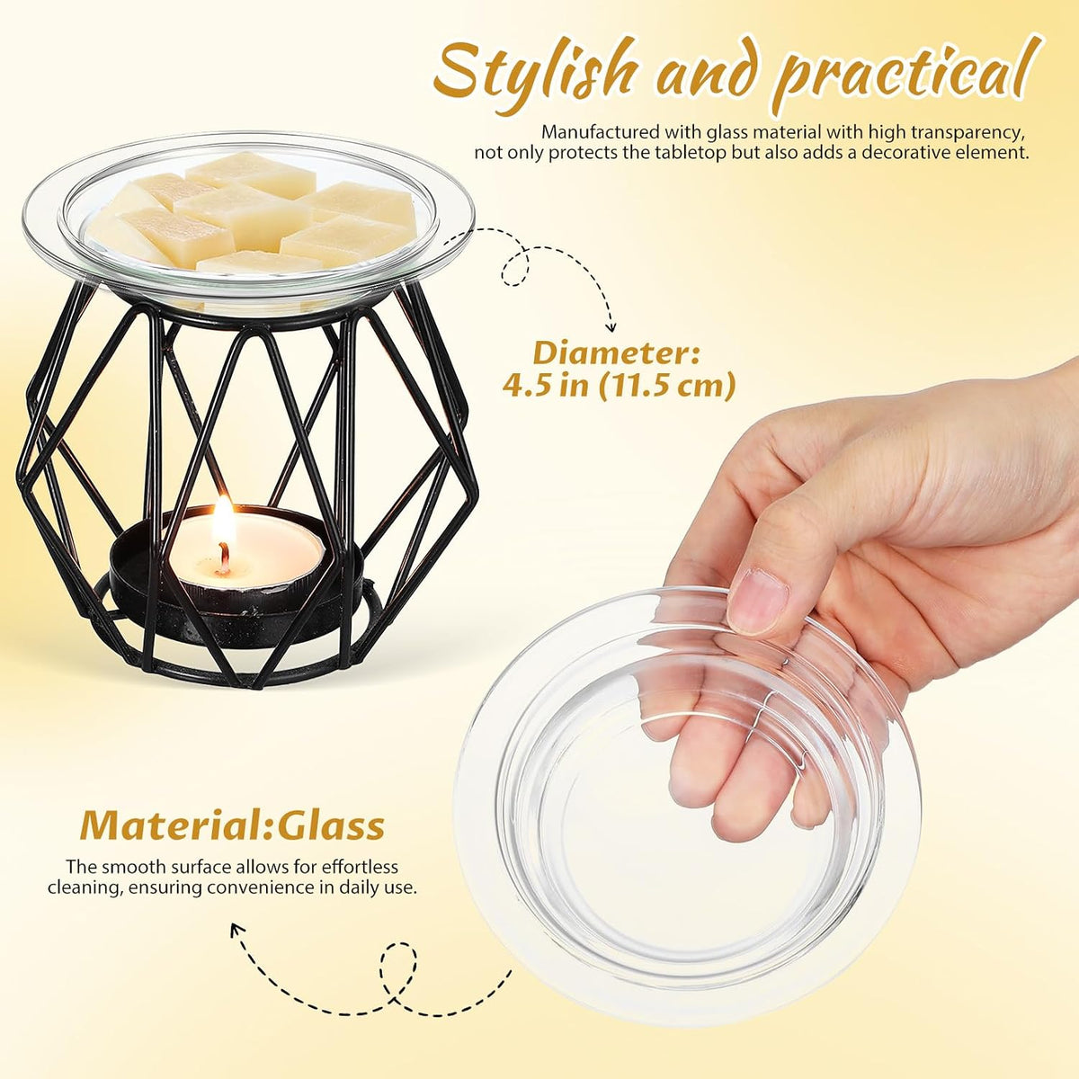 2 Pack Wax Warmer Replacement Dishes, 4.5in Glass Wax Melt Trays