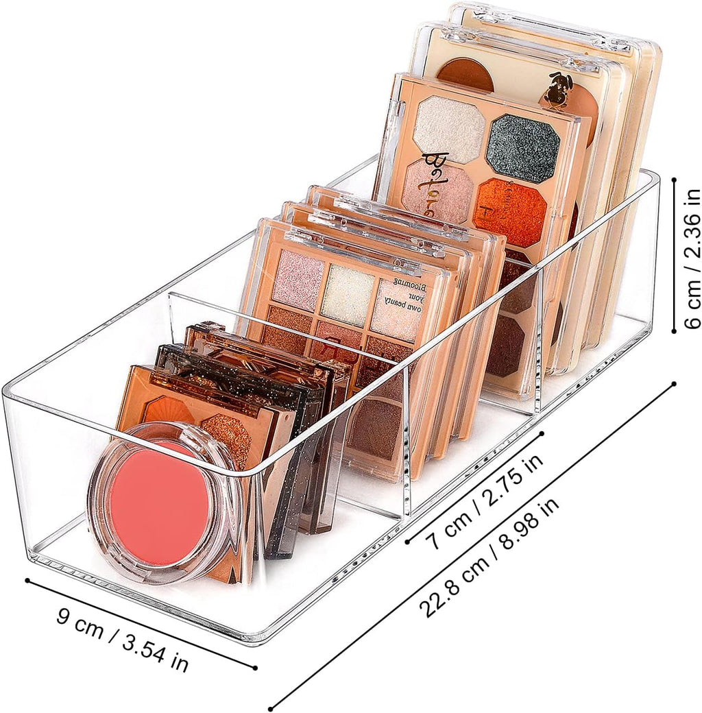 JessLab Acrylic Makeup Organizer, 3-Compartment Clear Bathroom Drawer Tray